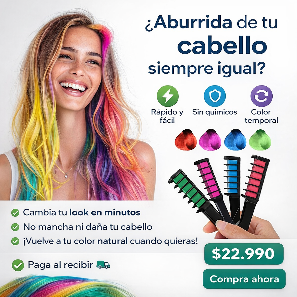 SET CEPILLO TIZAS CABELLO ARCOIRIS