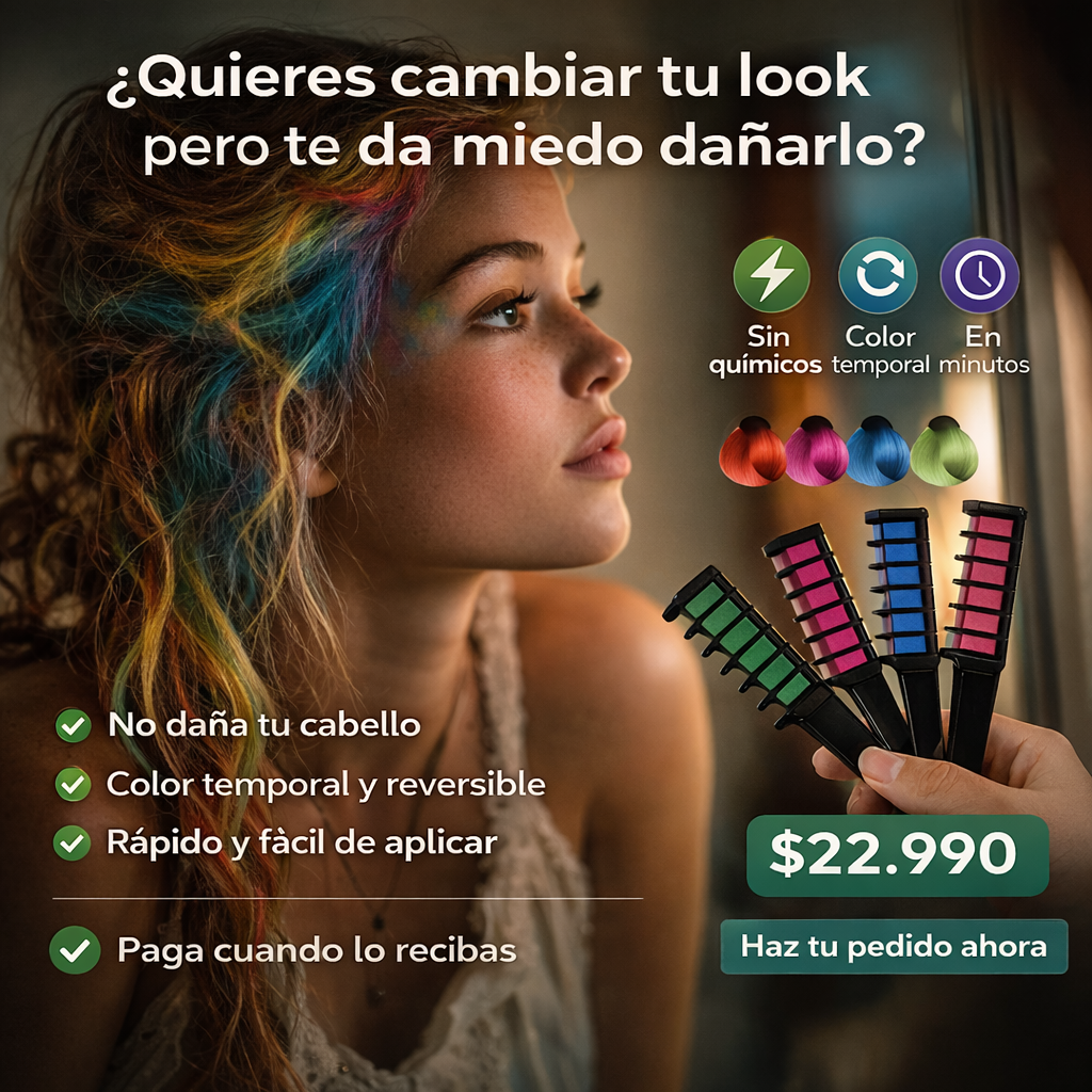 SET CEPILLO TIZAS CABELLO ARCOIRIS
