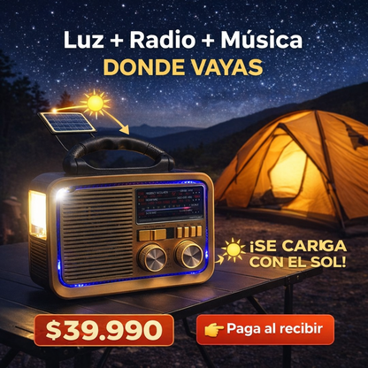 Radio Linterna Portátil Solar Bluetooth