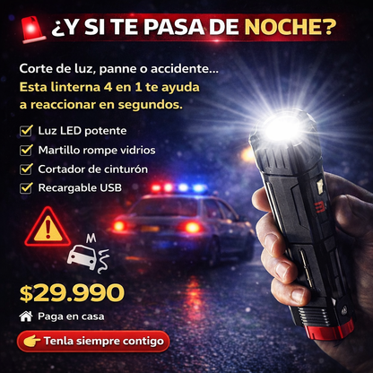 Linterna Multifuncional 4 En 1 Recargable
